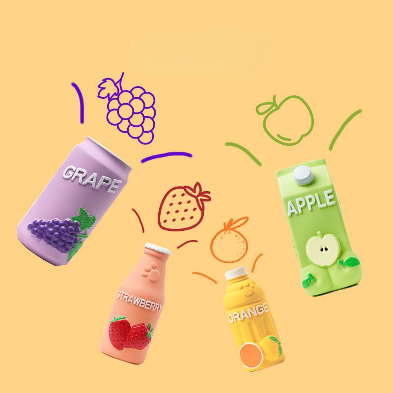 Fruit Drink Squeaky Latex Dog Toy