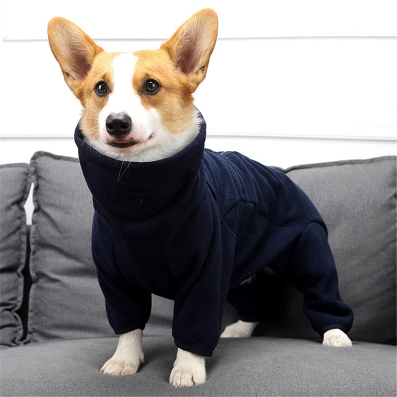 Blue Fleece Onesie Jacket for Dogs
