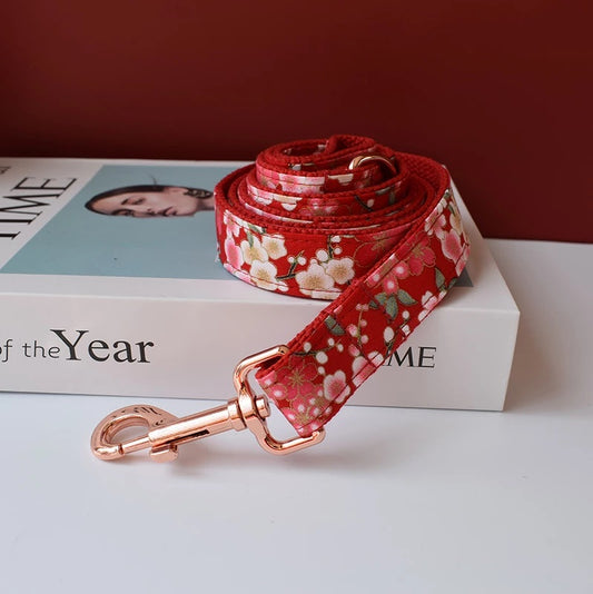 Red Cherry Blossom Print Leash