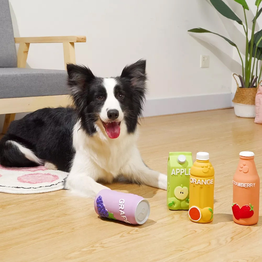 Fruit Drink Squeaky Latex Dog Toy