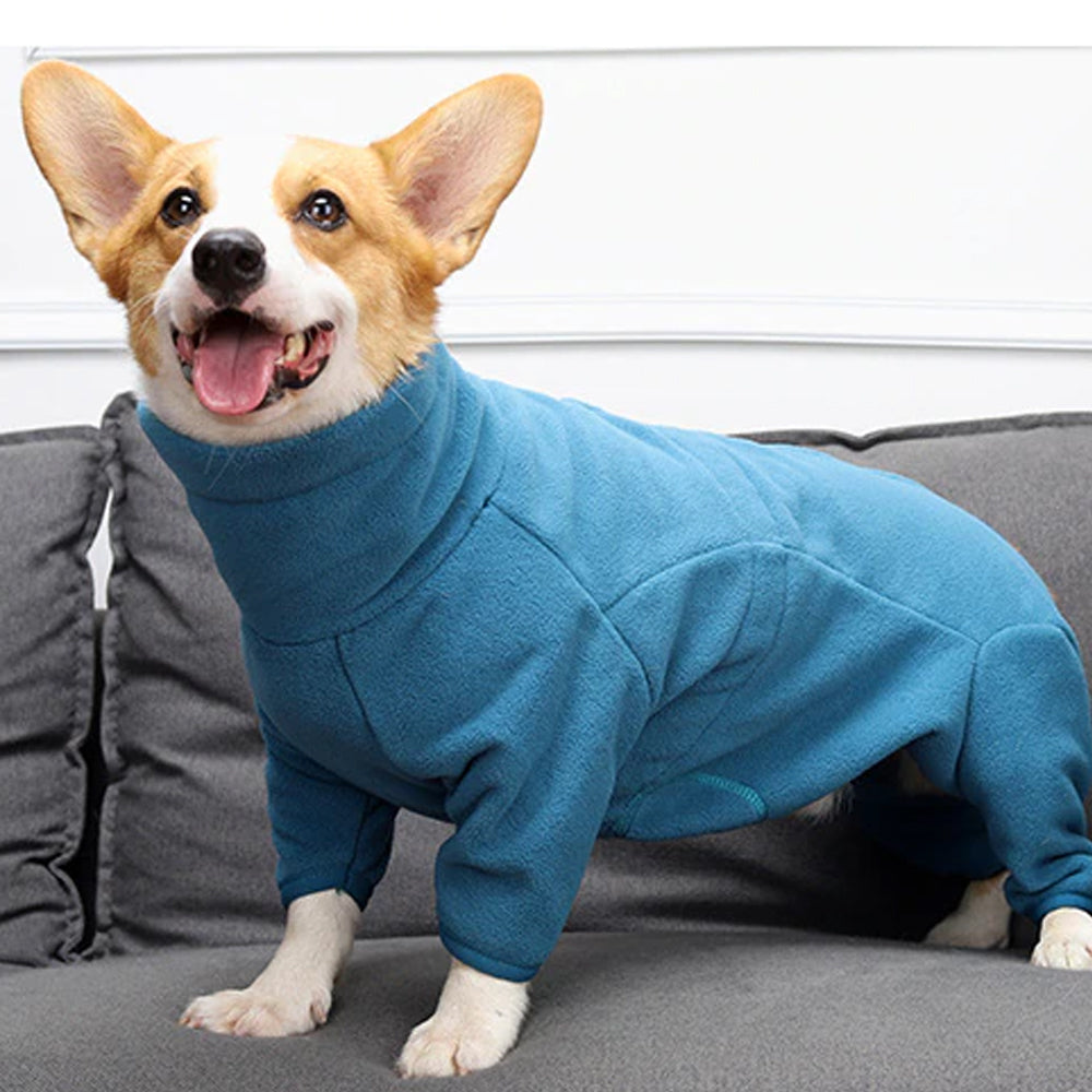 Blue Fleece Onesie Jacket for Dogs