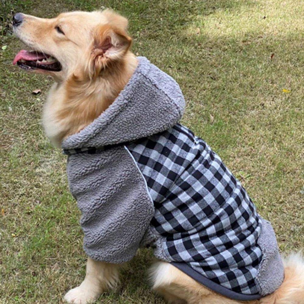 Fluffy Reversible Plaid Hoodie for Dogs
