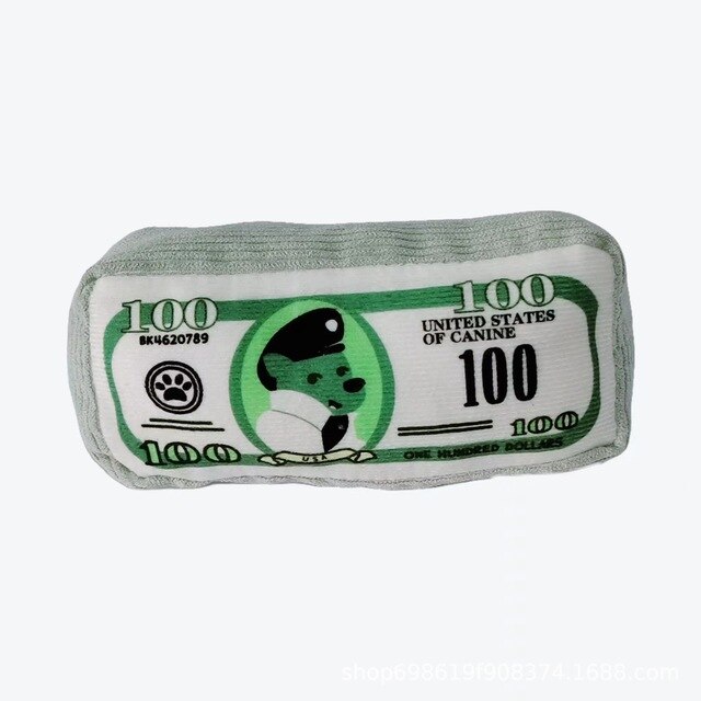 Money Stack Squeaky Plush Dog Toy