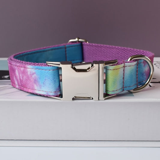 Colorful Tie Dye Personalized Bow Tie Collar