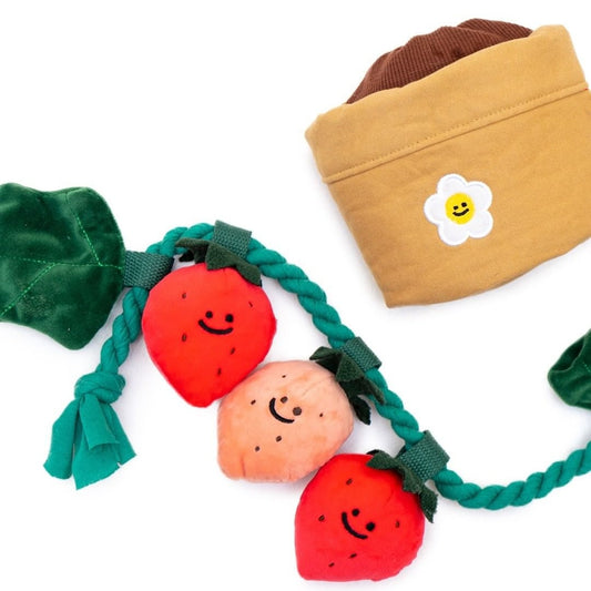 Strawberry Flower Pot Interactive Dog Toy
