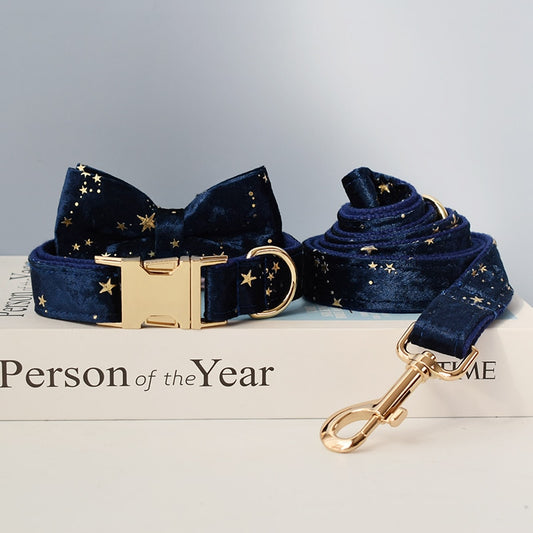 Navy Blue & Gold Stars Leash