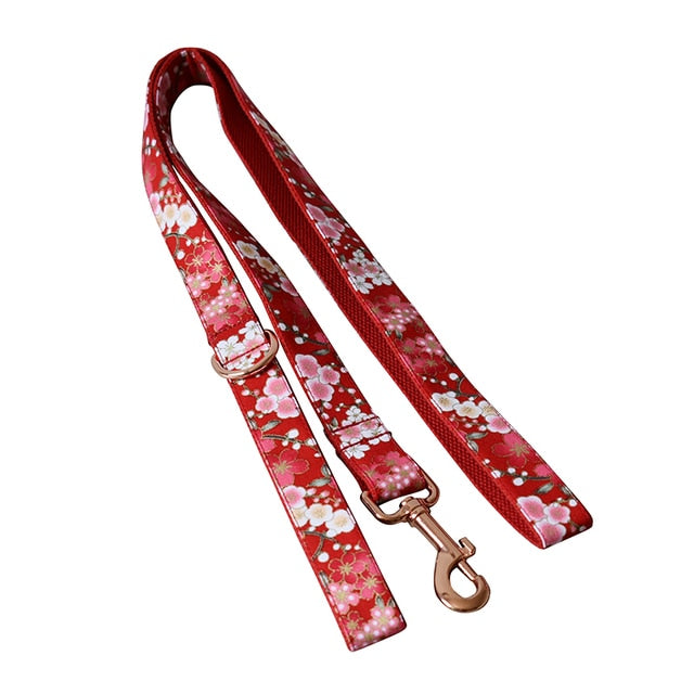 Red Cherry Blossom Print Leash
