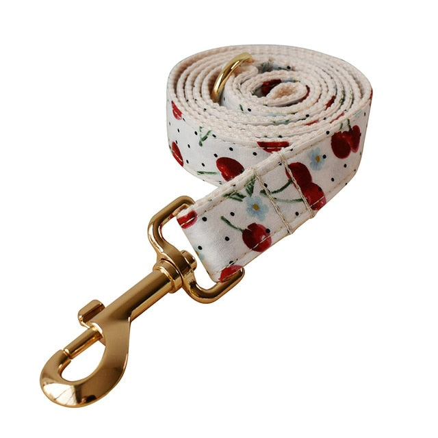 White Cherry Print Leash