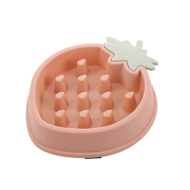 Cute Strawberry Slow Feeder Bowl