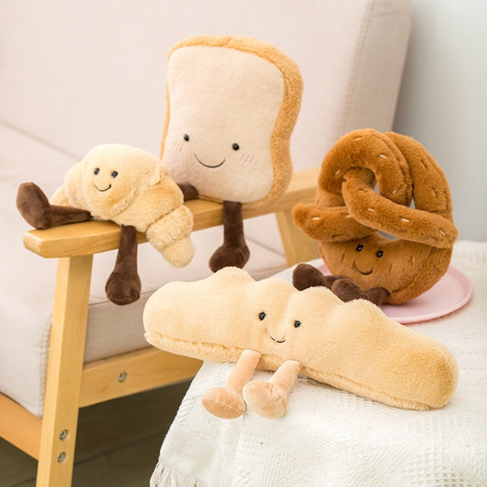 Toast Croissant Bread Squeaky Plush Dog Toy
