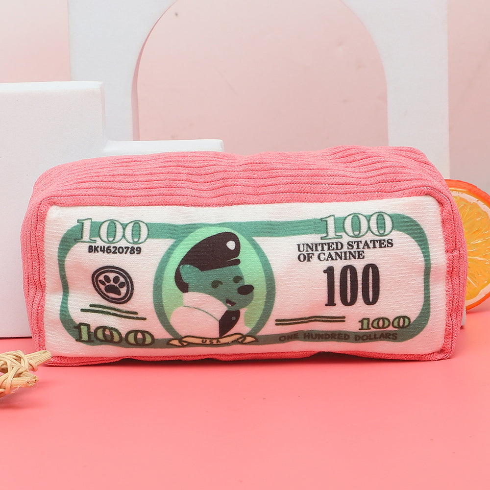 Money Stack Squeaky Plush Dog Toy