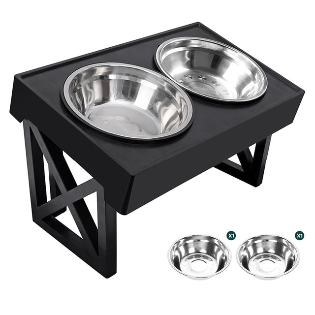 Multi-level Adjustable Elevated Dog Table and Bowls