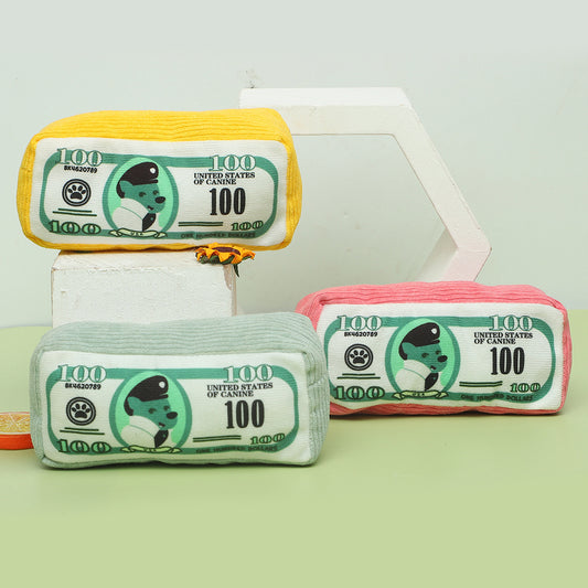Money Stack Squeaky Plush Dog Toy