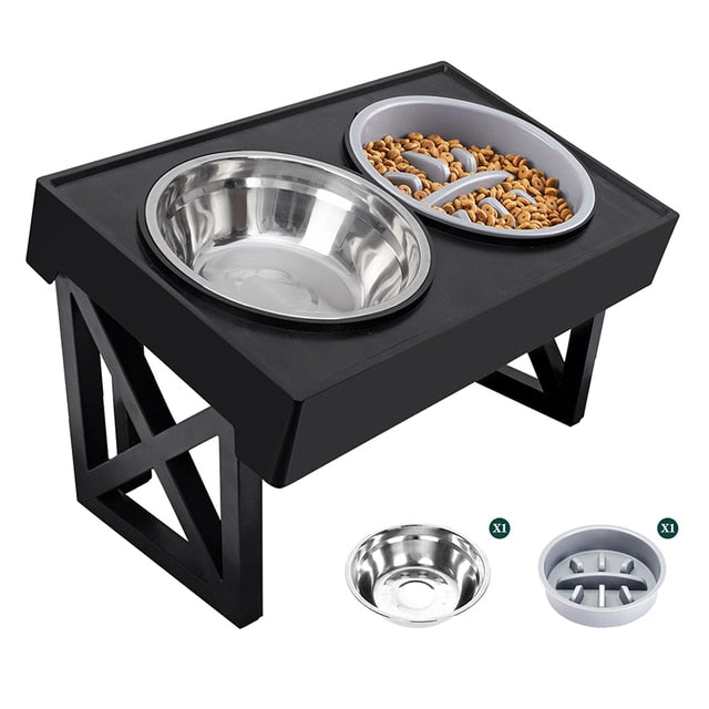 Multi-level Adjustable Elevated Dog Table and Bowls