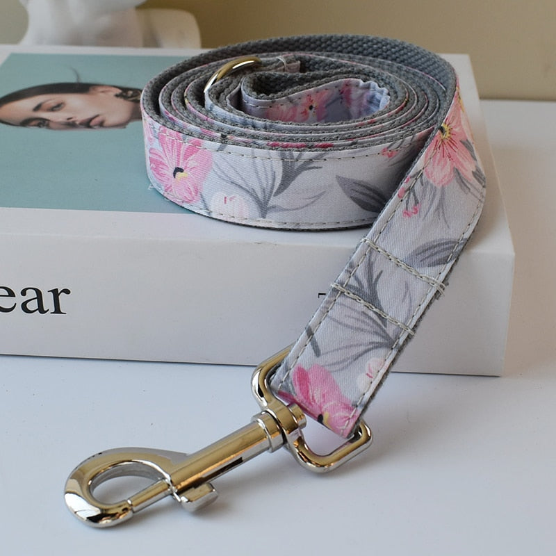 Blue Grey Orchid Print Leash