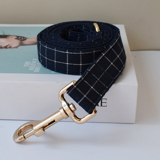 Navy Plaid Print Leash