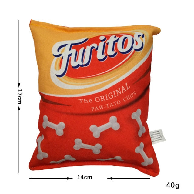 Potato Chip Bag Parody Plush Dog Toy
