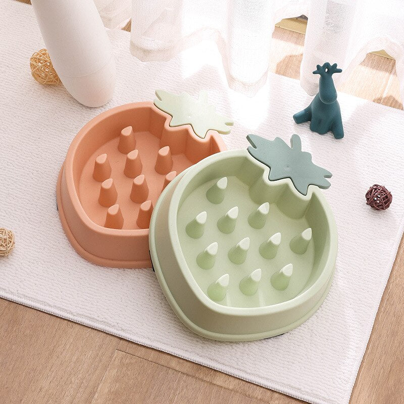 Cute Strawberry Slow Feeder Bowl