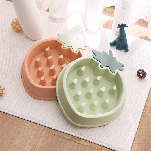 Cute Strawberry Slow Feeder Bowl