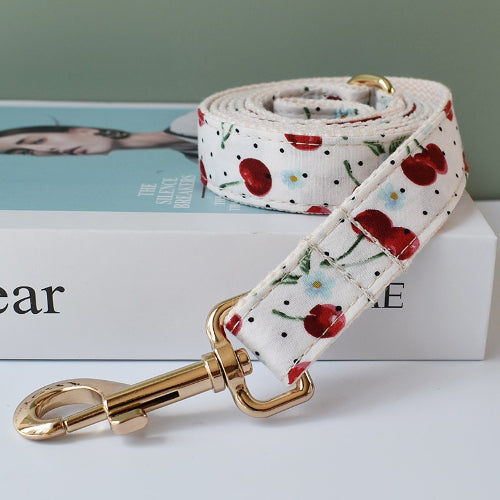 White Cherry Print Leash