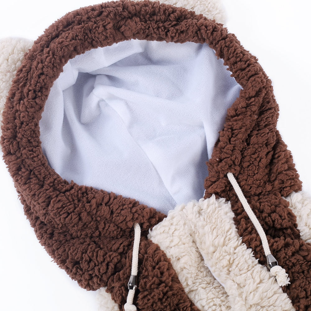 Teddy Bear Wool Hoodie for Medium Large Dogs