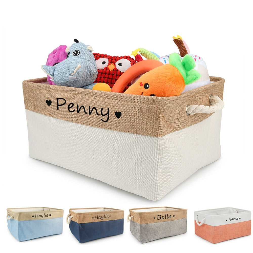 Dadugo Personalized Dog Toy Storage Basket Custom Dog Id Toys