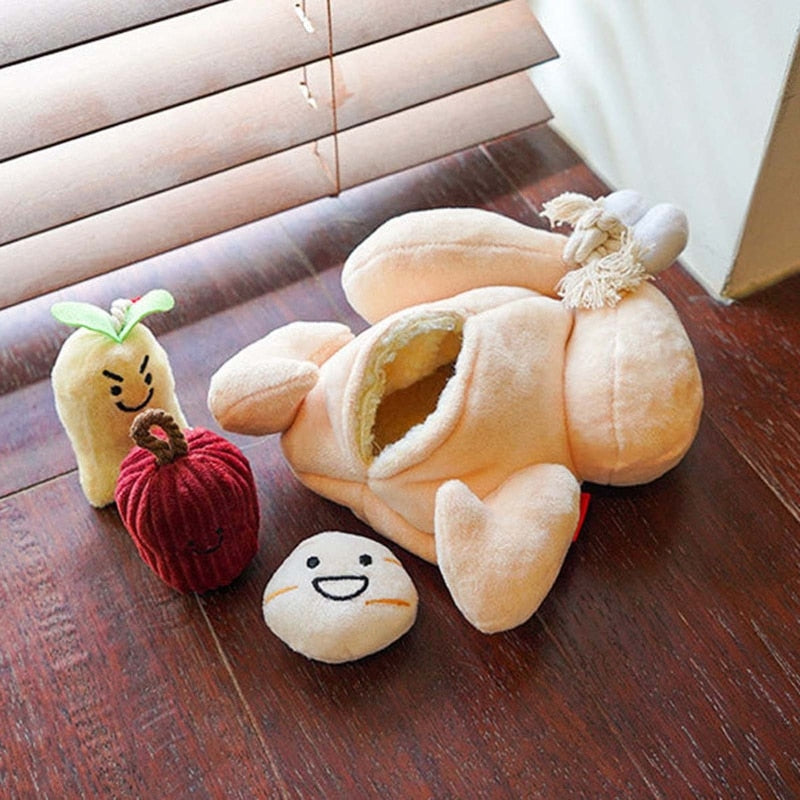 Stuffed Chicken Interactive Dog Toy Set