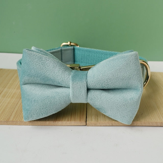 Teal Personalized Bow Tie Collar