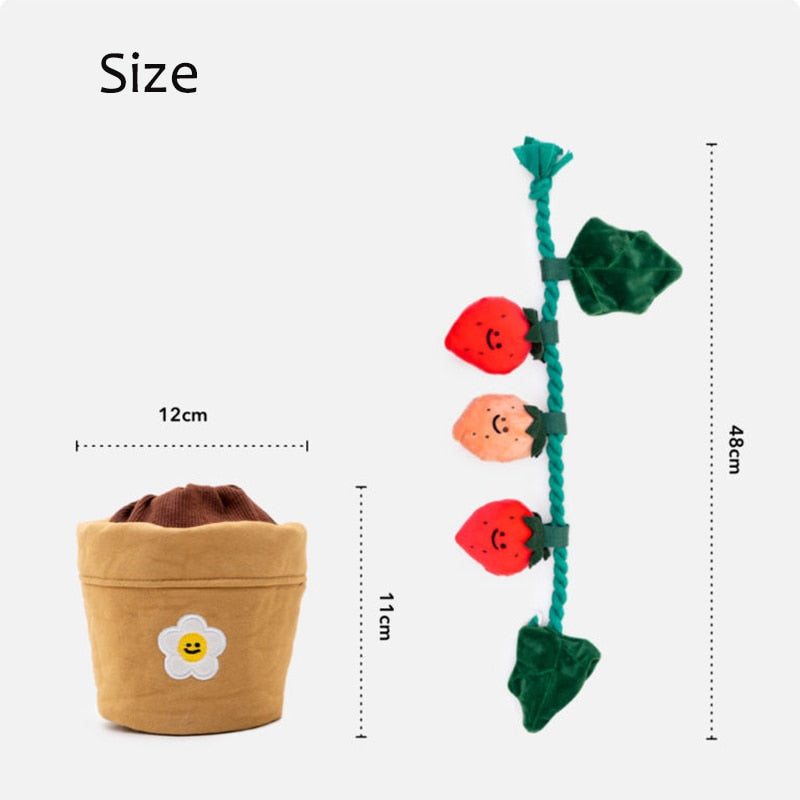Strawberry Flower Pot Interactive Dog Toy