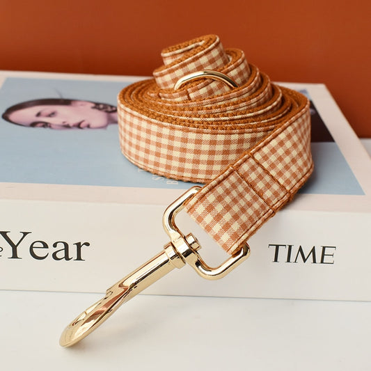 Caramel Brown Checkered Leash