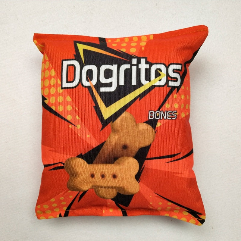 Potato Chip Bag Parody Plush Dog Toy