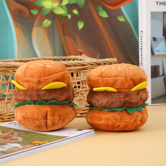 Hamburger Squeaky Plush Dog Toy