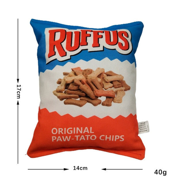Potato Chip Bag Parody Plush Dog Toy