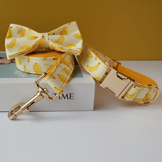 Banana Print Personalized Bow Tie Collar