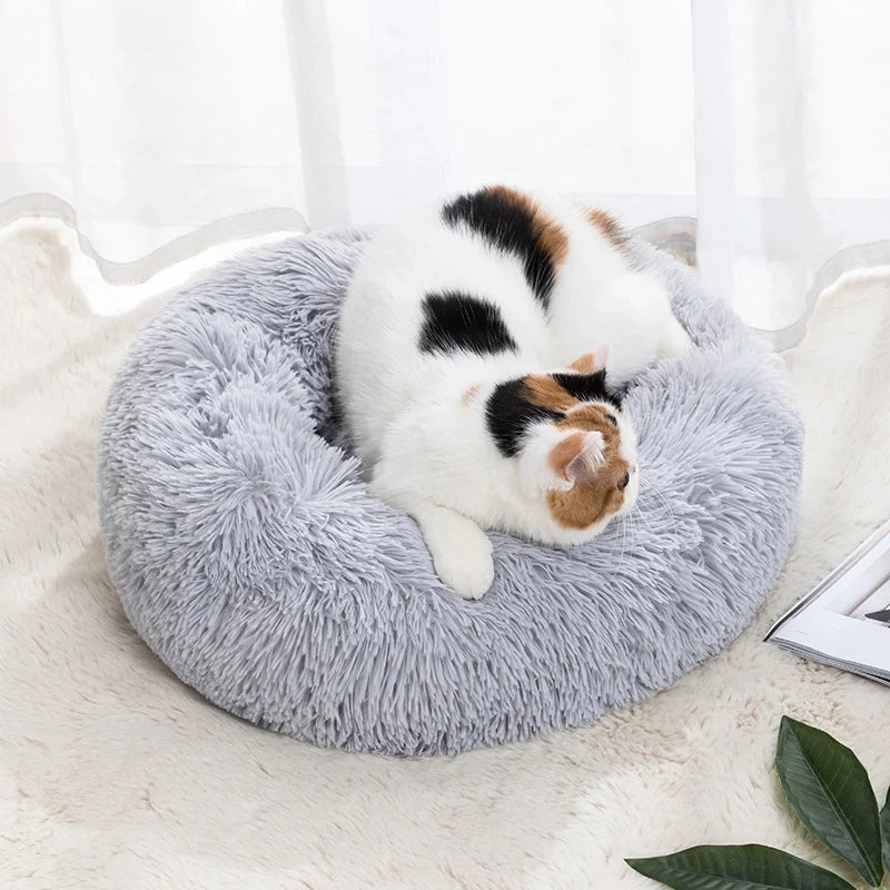 Round Soft Plush Fluffy Dog Pet Bed