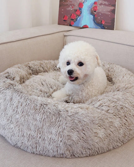 Round Soft Plush Fluffy Dog Pet Bed