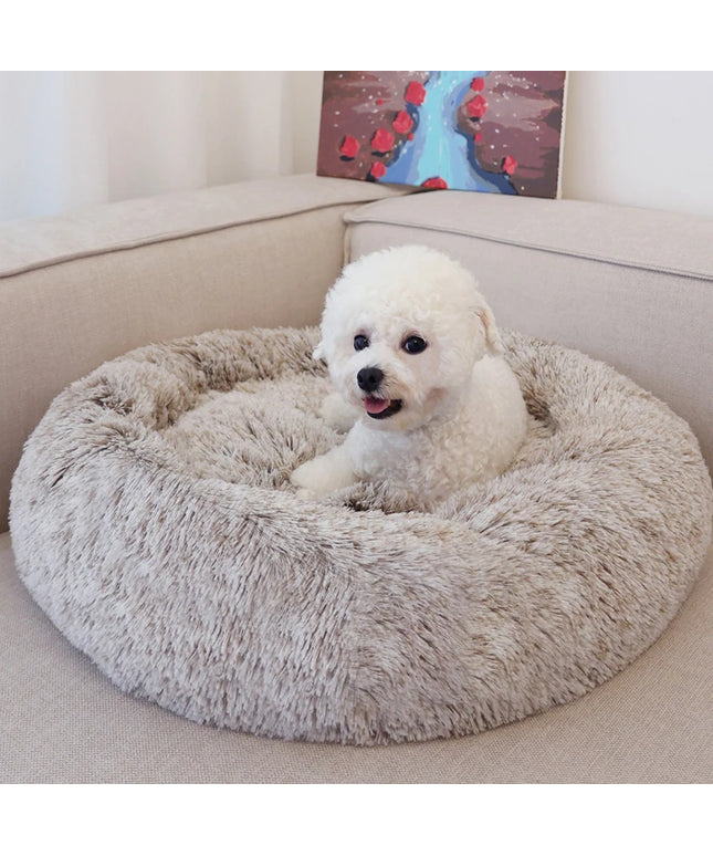 Round Soft Plush Fluffy Dog Pet Bed