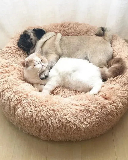 Round Soft Plush Fluffy Dog Pet Bed