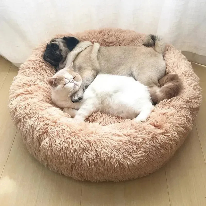 Round Soft Plush Fluffy Dog Pet Bed