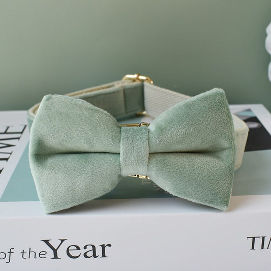Mint Green Personalized Bow Tie Collar