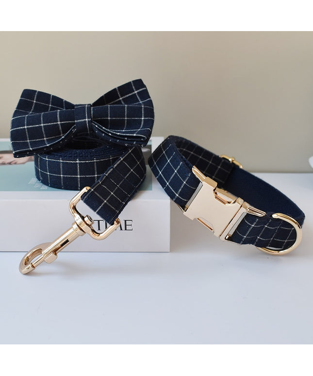 Navy Plaid Print Leash