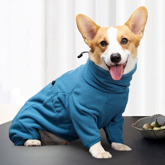 Blue Fleece Onesie Jacket for Dogs