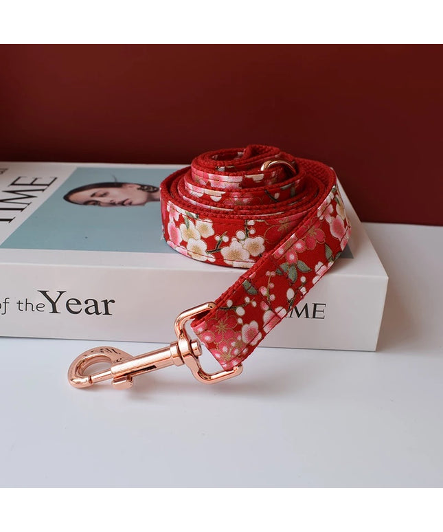 Red Cherry Blossom Print Leash