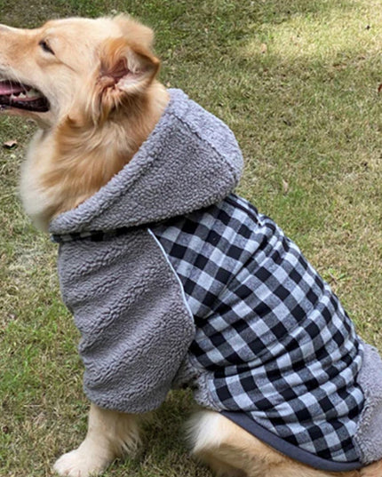 Fluffy Reversible Plaid Hoodie for Dogs