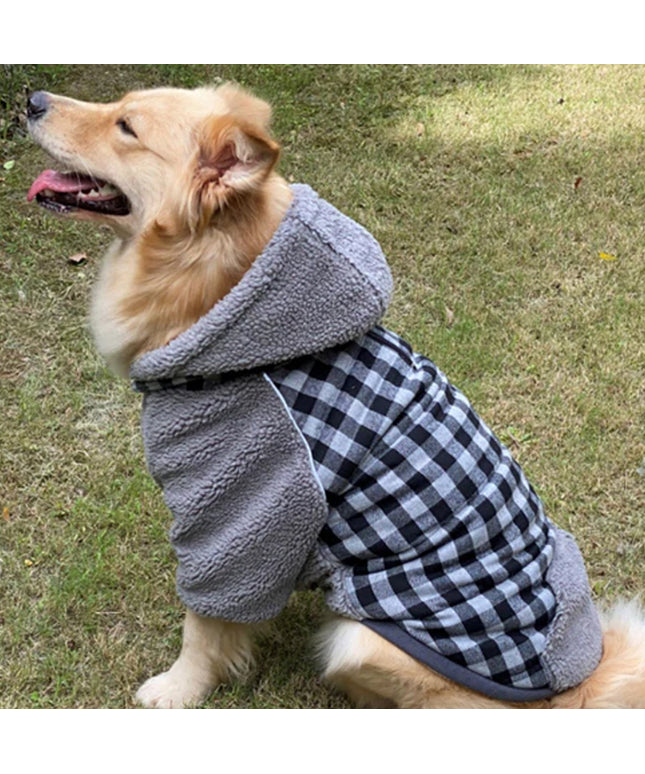 Fluffy Reversible Plaid Hoodie for Dogs