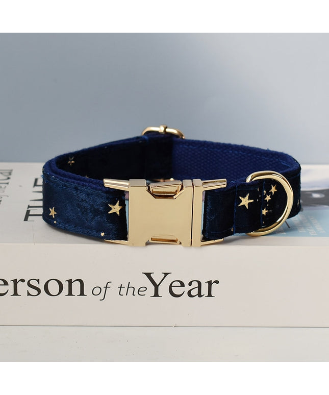 Navy Blue & Gold Stars Personalized Bow Tie Collar