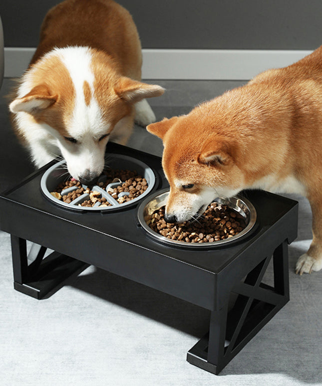 Multi-level Adjustable Elevated Dog Table and Bowls – WOOFELITE