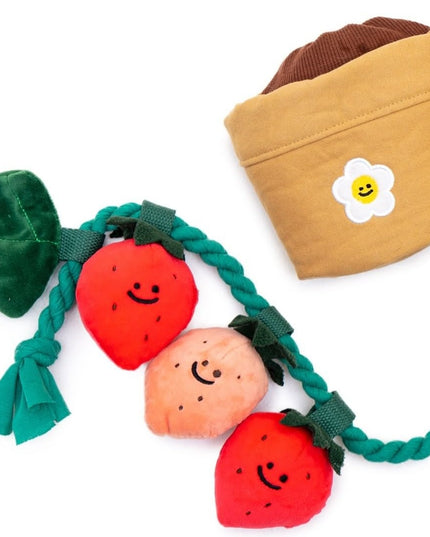 Strawberry Flower Pot Interactive Dog Toy