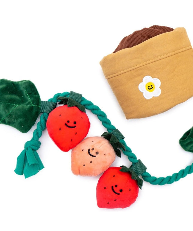 Strawberry Flower Pot Interactive Dog Toy