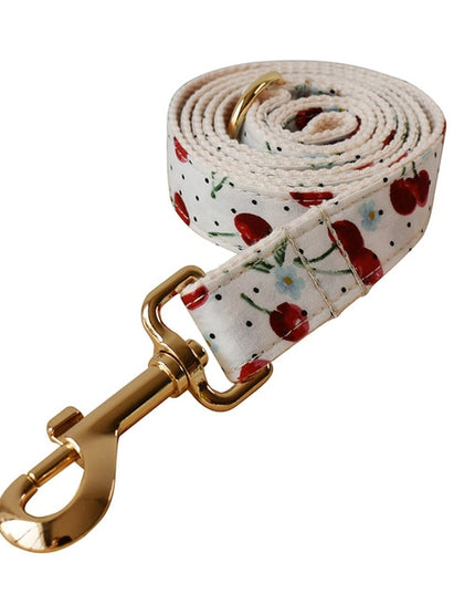 White Cherry Print Leash
